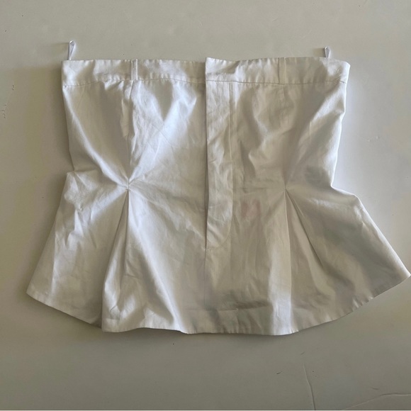 White Gabardine Strapless Bustier Zara Peplum Blouse Top - Picture 9 of 11